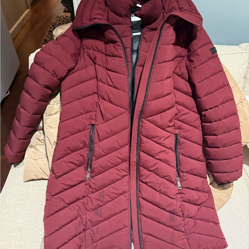 DKNY Deep Red Puffer Jacket